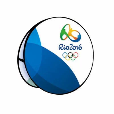 This is a graphic of a beach ball embellished with the Rio 2016 Olympic Games logo, indicating promotional material for the event.