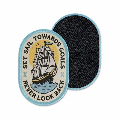Oval Set Sail Never Look Back Velcro Patch