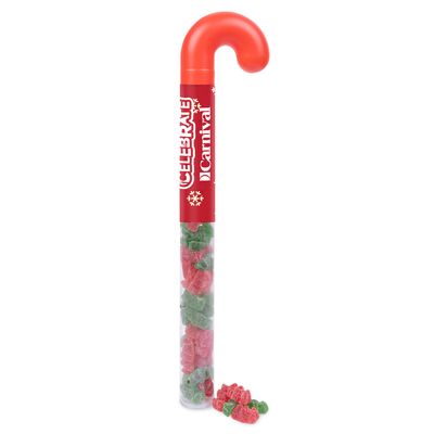 Holiday Candy Cane Tube with Sour Gummy Bears