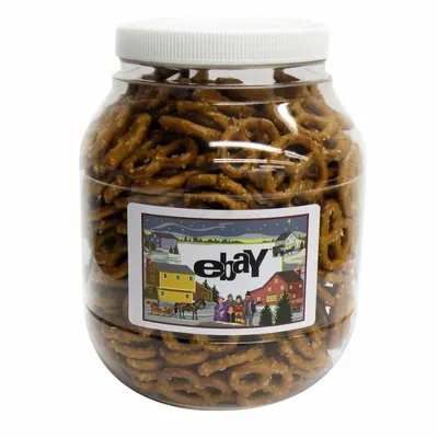 Large Plastic Jar - Salted Mini Pretzels - Custom Patch Factory