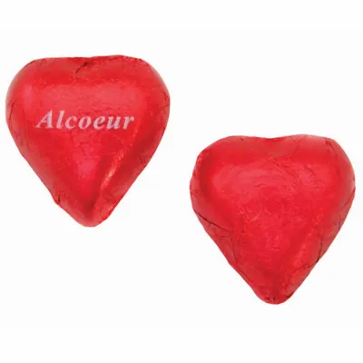 Imprinted Chocolate Foiled Hearts - Custom Patch Factory