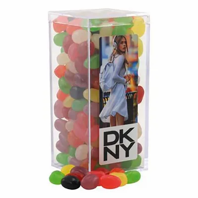 Large Rectangle Acrylic Candy Box with Assorted Jelly Beans - Custom Patch Factory