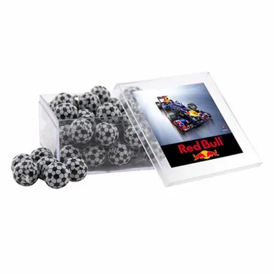 Acrylic Box with Chocolate Soccer Balls - Large - Custom Patch Factory