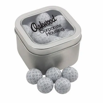 Window Tin with Chocolate Golf Balls - SBF2700 - Custom Patch Factory