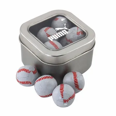 Window Tin with Chocolate Baseballs - SBF2500 - Custom Patch Factory