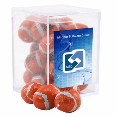 Acrylic Box with Chocolate Footballs - Small - Custom Patch Factory