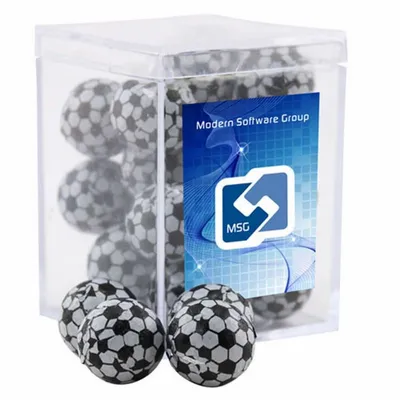 Acrylic Box with Chocolate Soccer Balls - Small - Custom Patch Factory