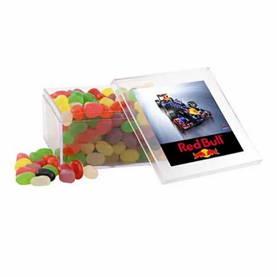 Large Square Acrylic Candy Box with Assorted Jelly Beans - Custom Patch Factory