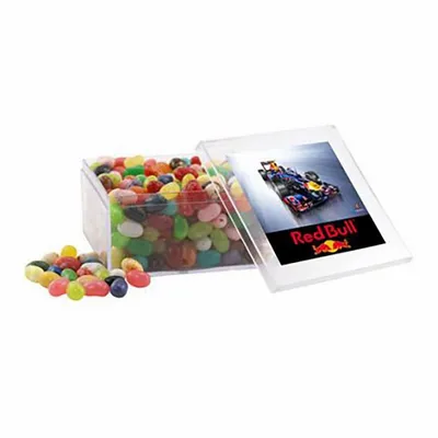 Large Square Acrylic Candy Box with Jelly Belly - Custom Patch Factory