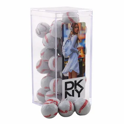Acrylic Box with Chocolate Baseballs - Medium - Custom Patch Factory