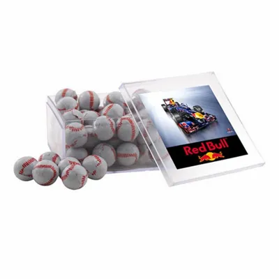 Acrylic Box with Chocolate Baseballs - Large - Custom Patch Factory