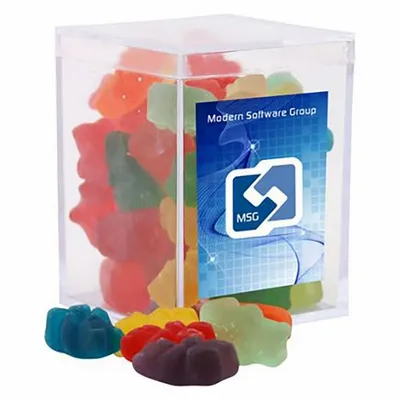 Clever Candy Small Acrylic Candy Box with Gummy Bears - Custom Patch Factory