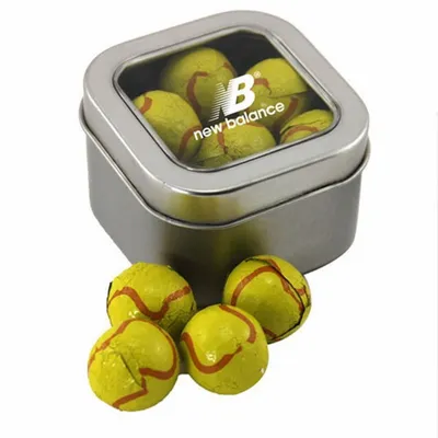 Window Tin with Chocolate Tennis Balls - SBF2500 - Custom Patch Factory