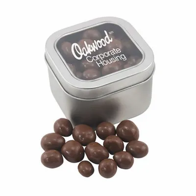 Window Tin with Chocolate Peanuts - Custom Patch Factory