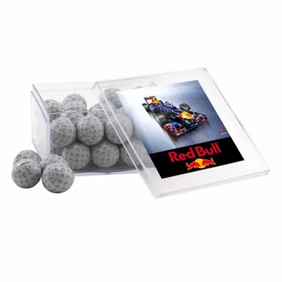 Acrylic Box with Chocolate Golf Balls - Large - Custom Patch Factory