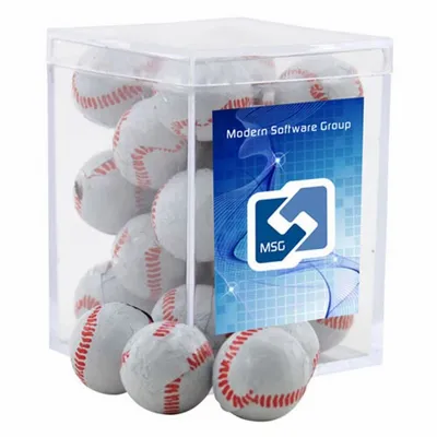 Acrylic Box with Chocolate Baseballs - Small - Custom Patch Factory