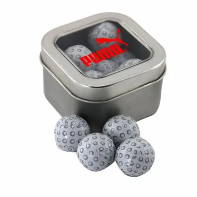 Window Tin with Chocolate Golf Balls - SBF2500 - Custom Patch Factory