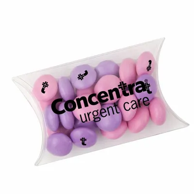Small Pillow Box with Imprinted Chocolate Buttons - Custom Patch Factory