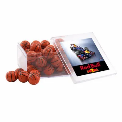 Acrylic Box with Chocolate Basketballs - Large - Custom Patch Factory