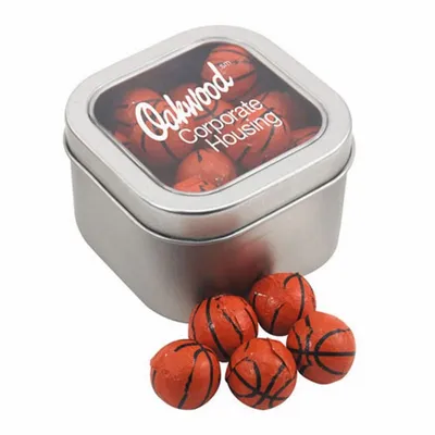 Window Tin with Chocolate Basketballs - SBF2700 - Custom Patch Factory