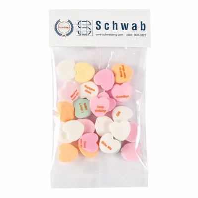 Small Header Bags - Imprinted Conversation Hearts - Custom Patch Factory
