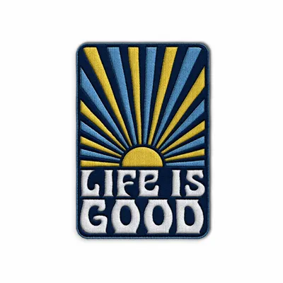 Rectangle Life is Good Iron On Patch