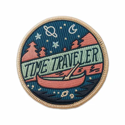 Round Time Traveler Iron On Patch