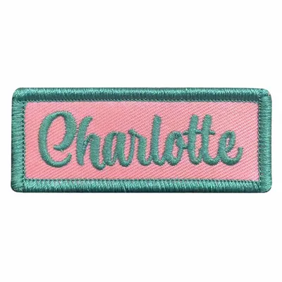 Teal and Pink Charlotte Name Patch