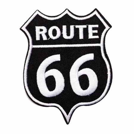 Custom Shape Black and White 66 route Vest Patch - Custom Patch Factory