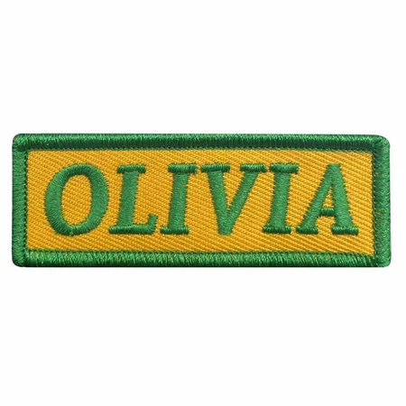 Green and Yellow Olivia Name Patch - Custom Patch Factory