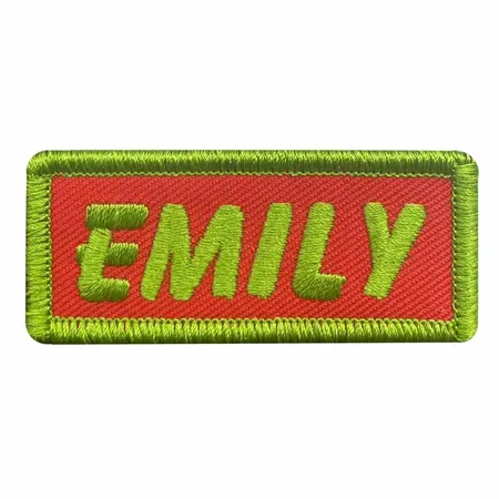 Lime Green and Red Emily Name Patch - Custom Patch Factory
