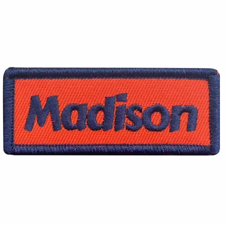 Navy and Orange Madison Name Patch - Custom Patch Factory