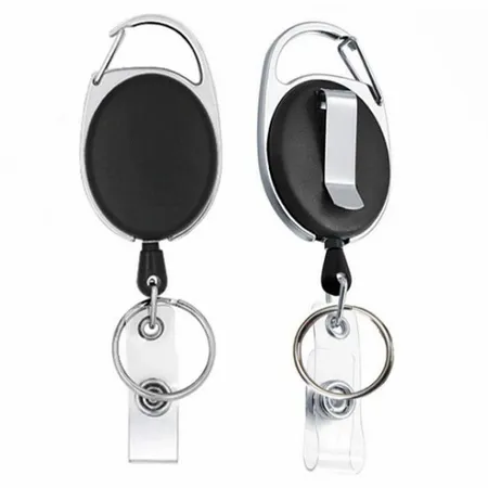 Solid Black and Steel Reel Keychain Solid Black and Steel Reel Keychain - Custom Patch Factory