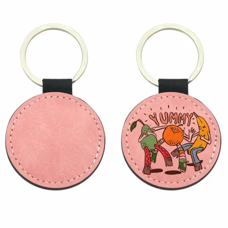 Full-Color Circle Leather Keychain Full-Color Circle Leather Keychain - Custom Patch Factory