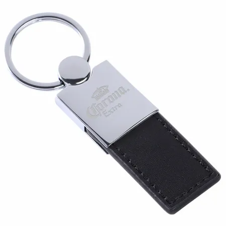 Polished Metal & Leather Keychain Polished Metal & Leather Keychain - Custom Patch Factory