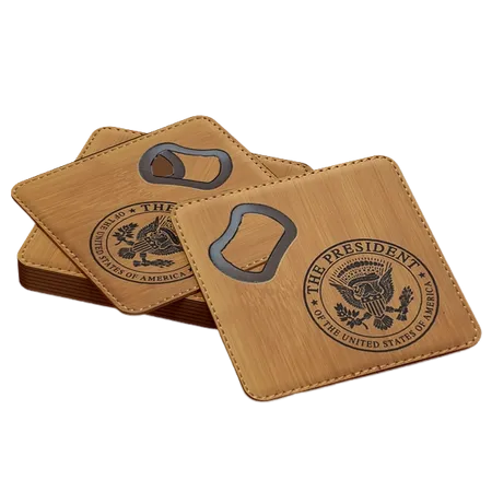 Leather Bottle Opener Coaster - Custom Patch Factory