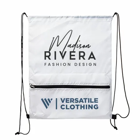 Zip Pocket Drawstring Bag Zip Pocket Drawstring Bag - Custom Patch Factory