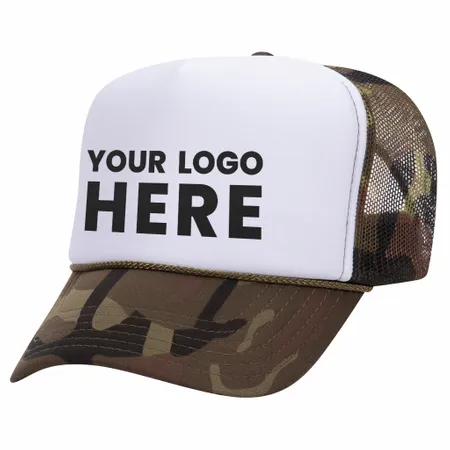 Otto 49-158 5-Panel High Crown Foam Trucker Hat - Camo - Custom Patch Factory