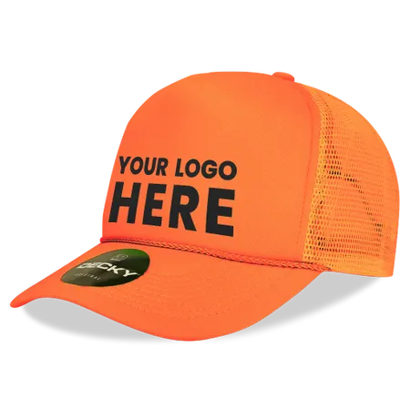 Decky 221 Neon Foam Trucker Cap, 5-Panel Mesh Back Hat Decky 221 Neon Foam Trucker Cap, 5-Panel Mesh Back Hat - Custom Patch Factory