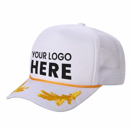 Unbranded Captain Military Foam Trucker Hat with Gold Leaf - Custom Patch Factory