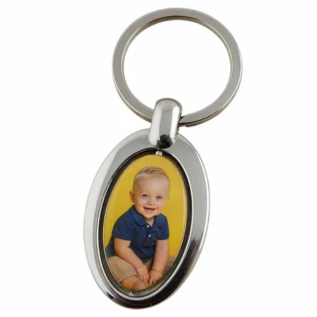 Spinning Oval Metal Keychain - Custom Patch Factory