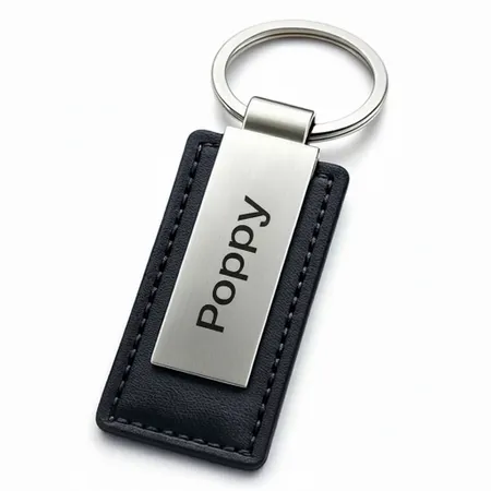 Rectangle Leather & Metal Keychain - Custom Patch Factory
