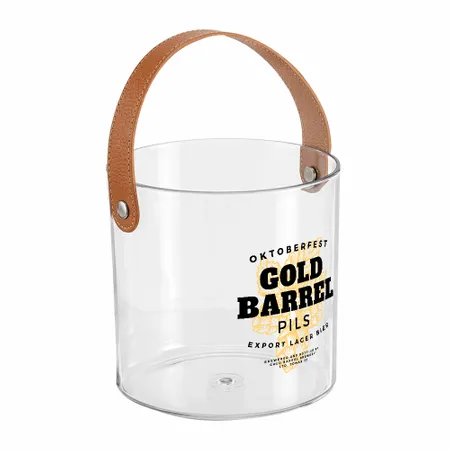 Leather-Strap Clear Drink Buckets - Custom Patch Factory