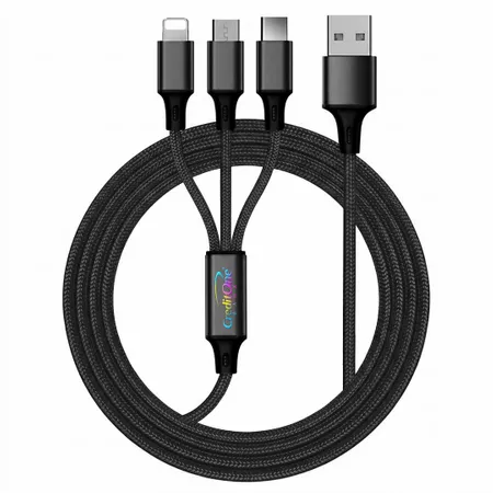Nylon Braided 3-in-1 Charging Cables - Custom Patch Factory