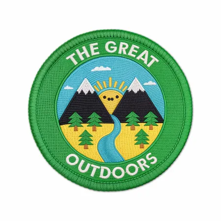 Round The Great Outdoors Iron On Patch - Custom Patch Factory