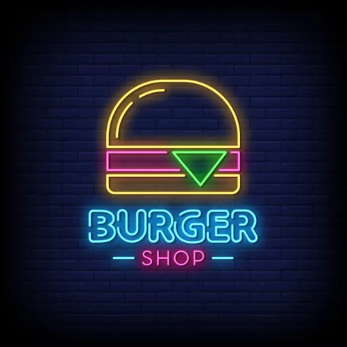 Burger Shop Neon Sign - Custom Patch Factory
