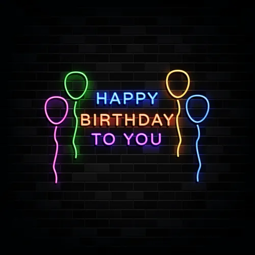Happy Birthday To You with Balloons Neon Sign - Custom Patch Factory