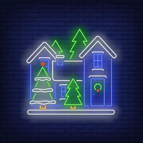 Christmas House Neon Sign - Custom Patch Factory