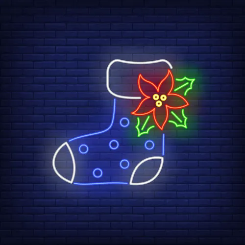 Boot Sock with Ponsettia Flower Neon Sign - Custom Patch Factory