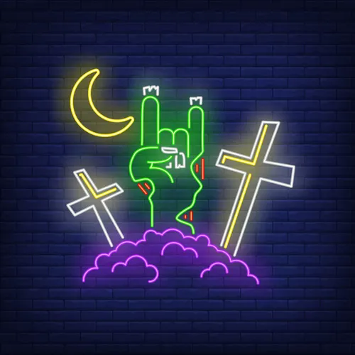 Devil Horn Zombie Hand Gesture Neon Sign - Custom Patch Factory